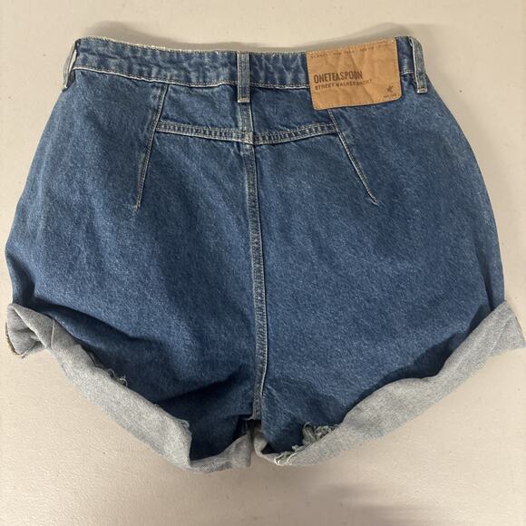 NEW One Teaspoon Free People Sz 26 2 Shorts Blue High Street walker Medium Rinse - Picture 4 of 5